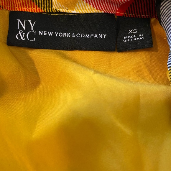 New York & Company Yellow Plaid Long Sleeve Dress - Picture 2 of 8
